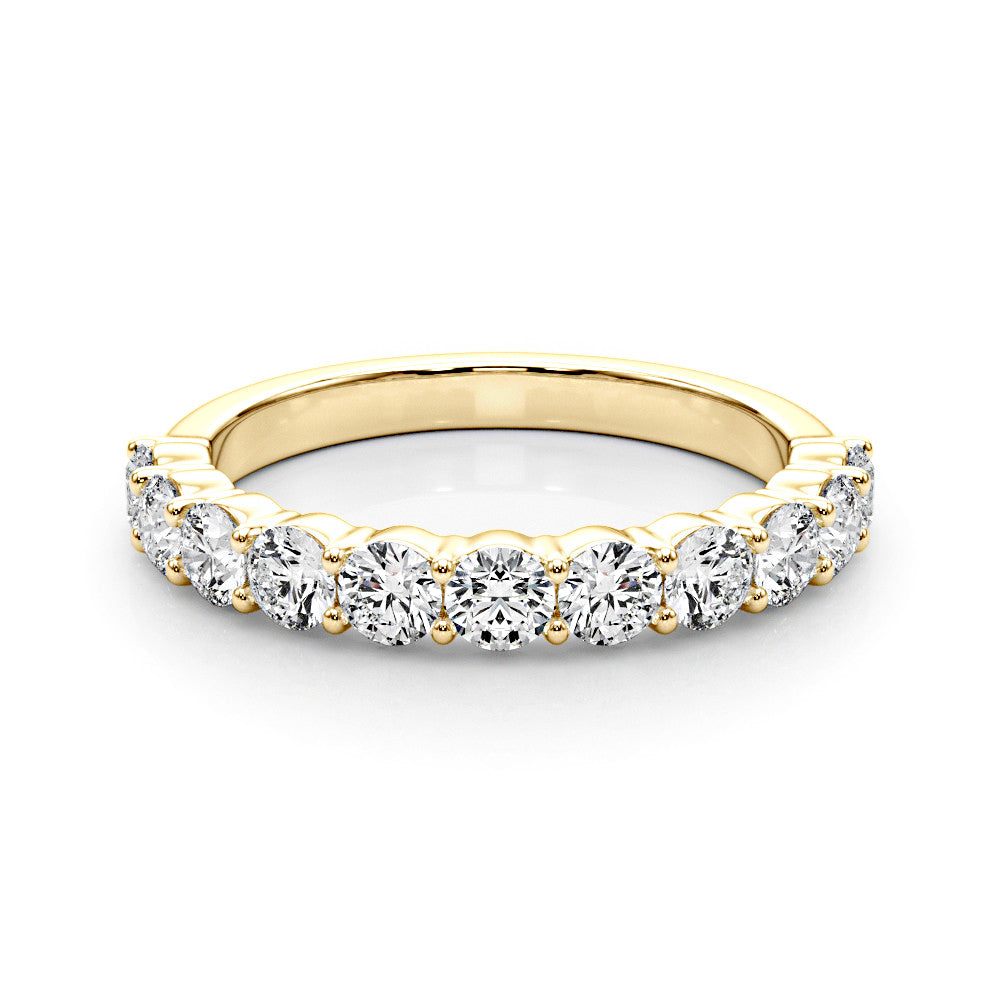 1.00 ctw. Classic Shared Prong Half Way Round Diamond Wedding Ring-VIRABYANI